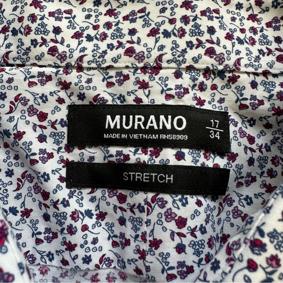 Murano Slim Fit Spred Collar Stretch Floral Mena Dress Shirt - Picture 3 of 10